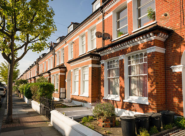 A long row of Victorian houses in the London Borough of Wandsworth.